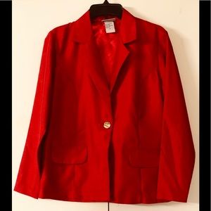 Red Taffeta Blazer Size 8🌹Chic Blair Colorful Party Gorgeous Gold Tone Button